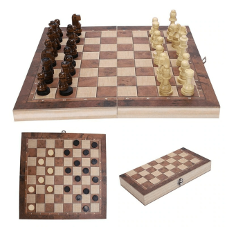votre kit de jeux de société : échiquier, dames et backgammon en bois