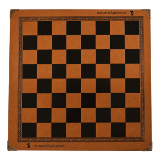 Echiquier orange marron avec coins métalliques en simili cuir