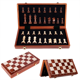 coffret de collection majestueux en bois traditionnel jeu d'échecs