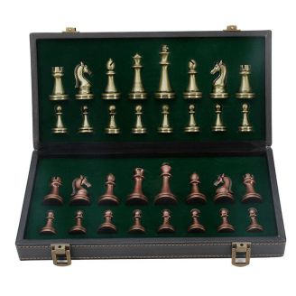 Coffret Jeu d'échecs effet cuir avec pièces en zinc