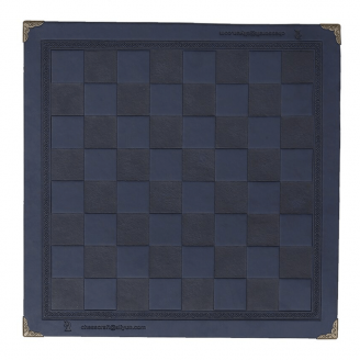 Echiquier bleu foncé avec coins métalliques en simili cuir