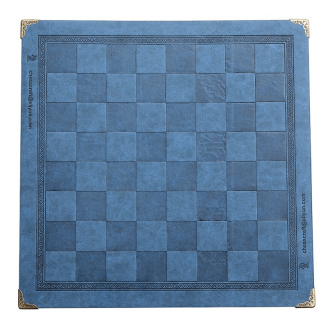 Echiquier bleu avec coins métalliques en simili cuir